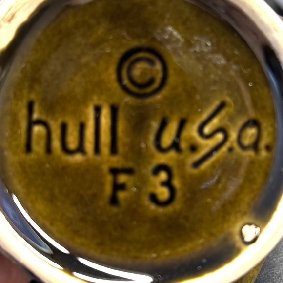 Hull USA Pottery Green Drip Glaze Octagon Footed Planter F3 Vintage - Picture 5 of 5